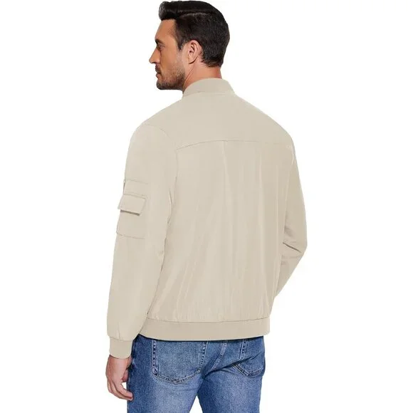 Men's Bomber Jackets Coat Moon Gray Fabric Designs Winter Warm Casual Zip Pocket